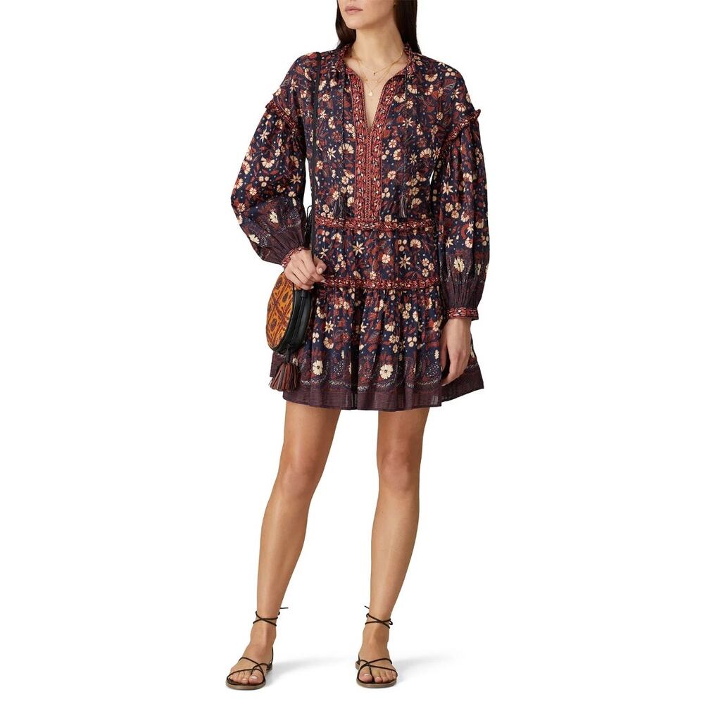 Ulla Johnson Marigold Floral Cotton Tassel‎ Mini Dress Size 4